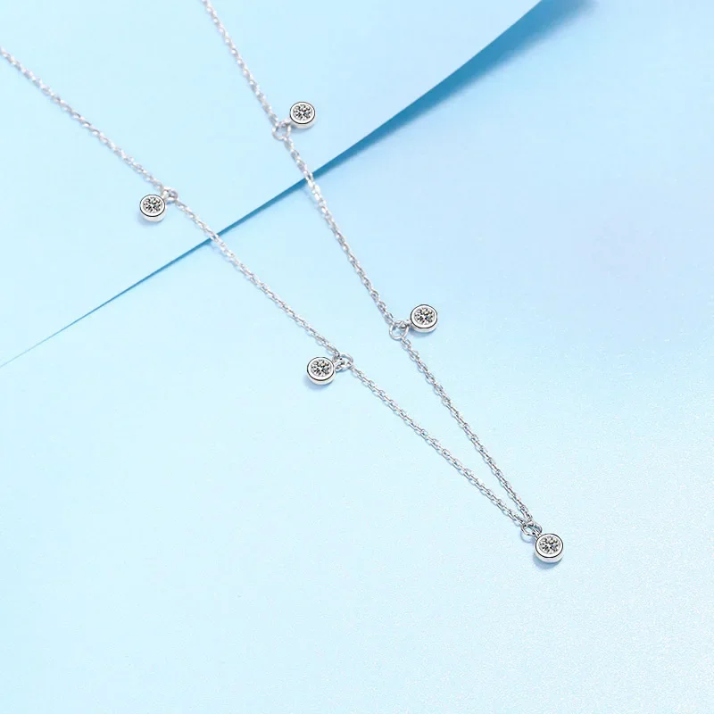 Luxury 0.5 Carat Moissanite Diamond Star Collarbone Chain, Pt950 Platinum Choker Female Fine Jewelry Pendant Necklace for Women