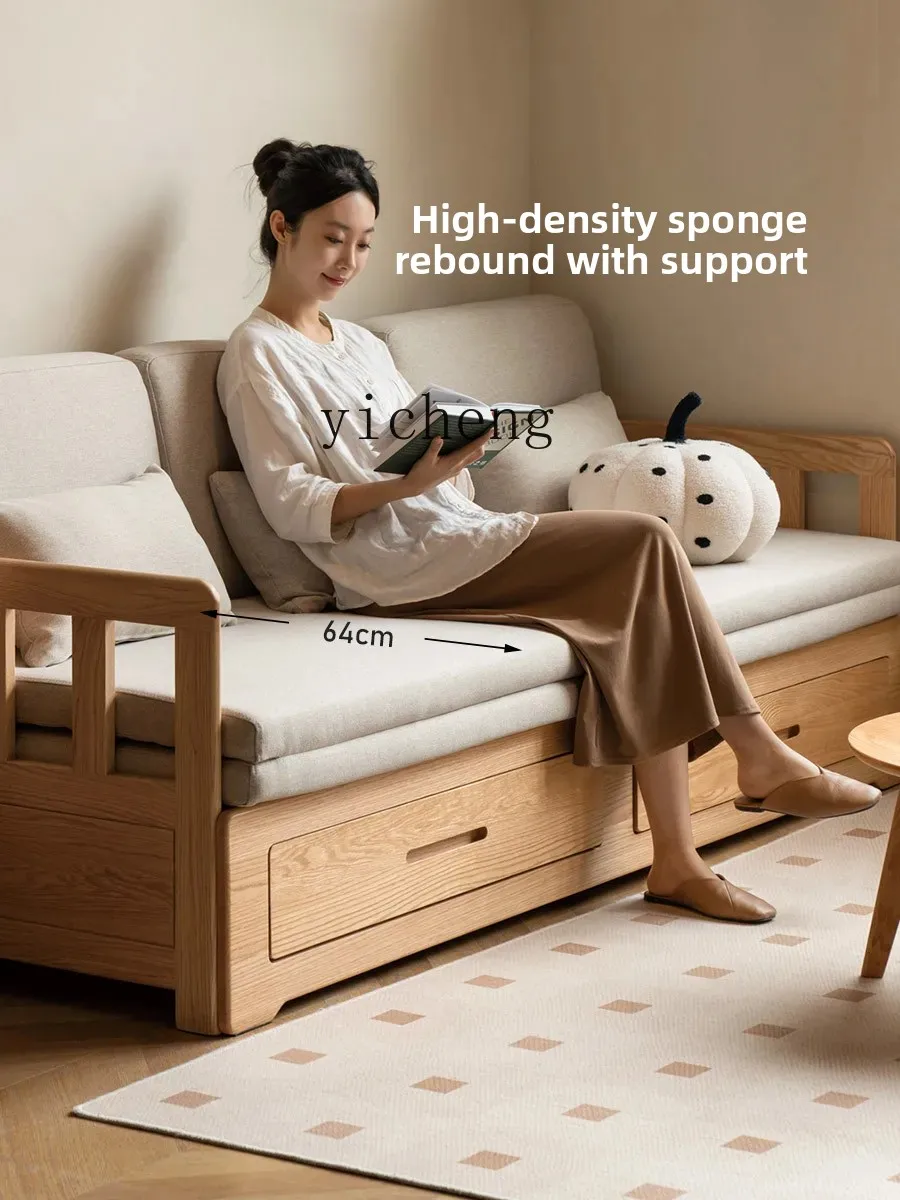 

Folding dual-purpose simple sitting and lying telescopic bed storage sofa all-solid wood sofa bed