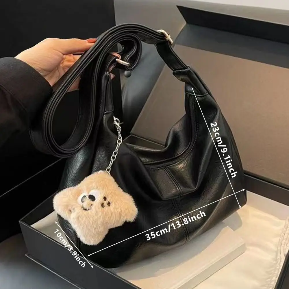 حقيبة كتف مترهل مصممة للنساء من جلد البولي يوريثان بسعة كبيرة حقيبة تحت الإبط ريترو للسيدات حقيبة يد نسائية