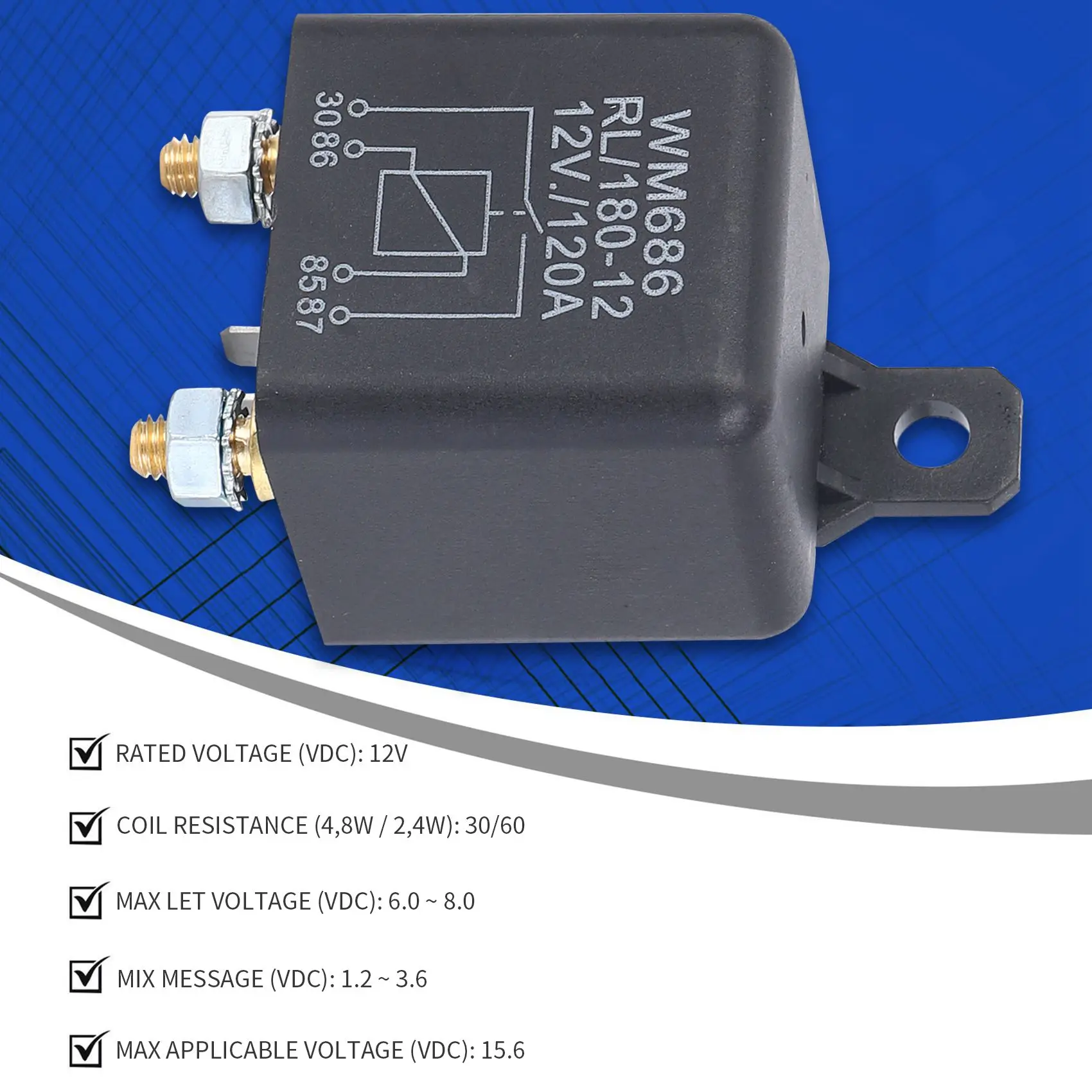 DC 12V 릴레이 배터리 절연 릴레이, 12V / 120A 피크 부하, 자동차 트럭 (12V / 120A)