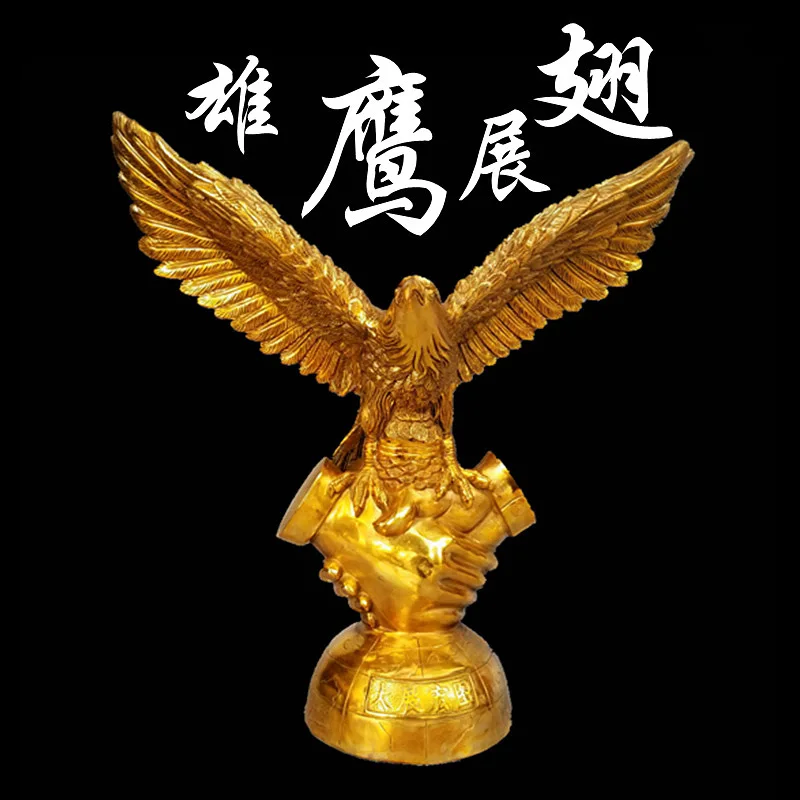 

51CM Huge TOP ART Success Auspicious GOLD Arabia Eagle Falcon hawk brass statue-HOME office company efficacious Mascot