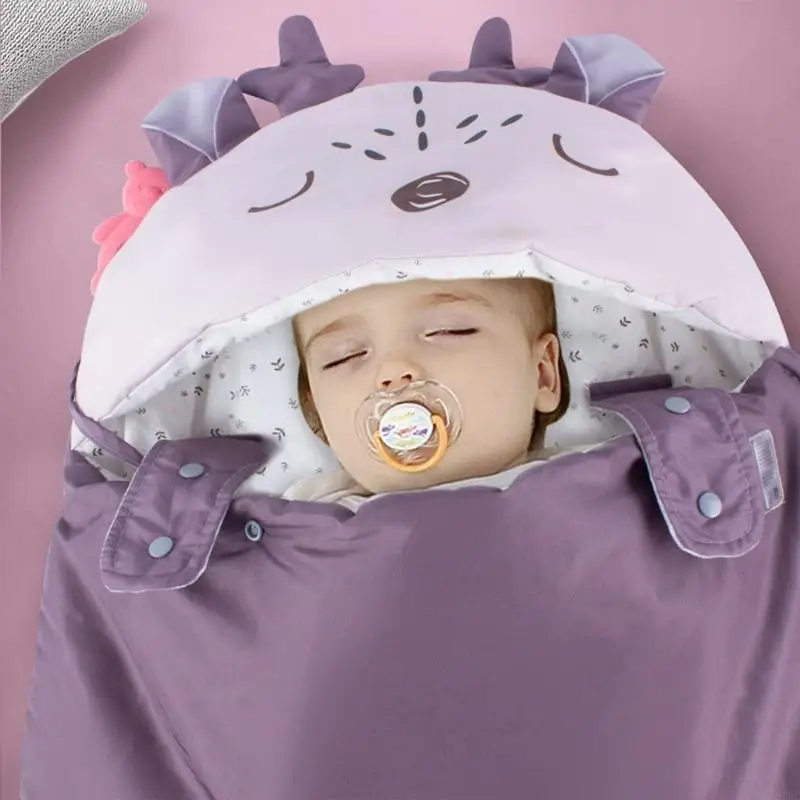 97BE Newborn Blanket Envelope Sleepsack Baby Hooded Sleeping Bag Stroller