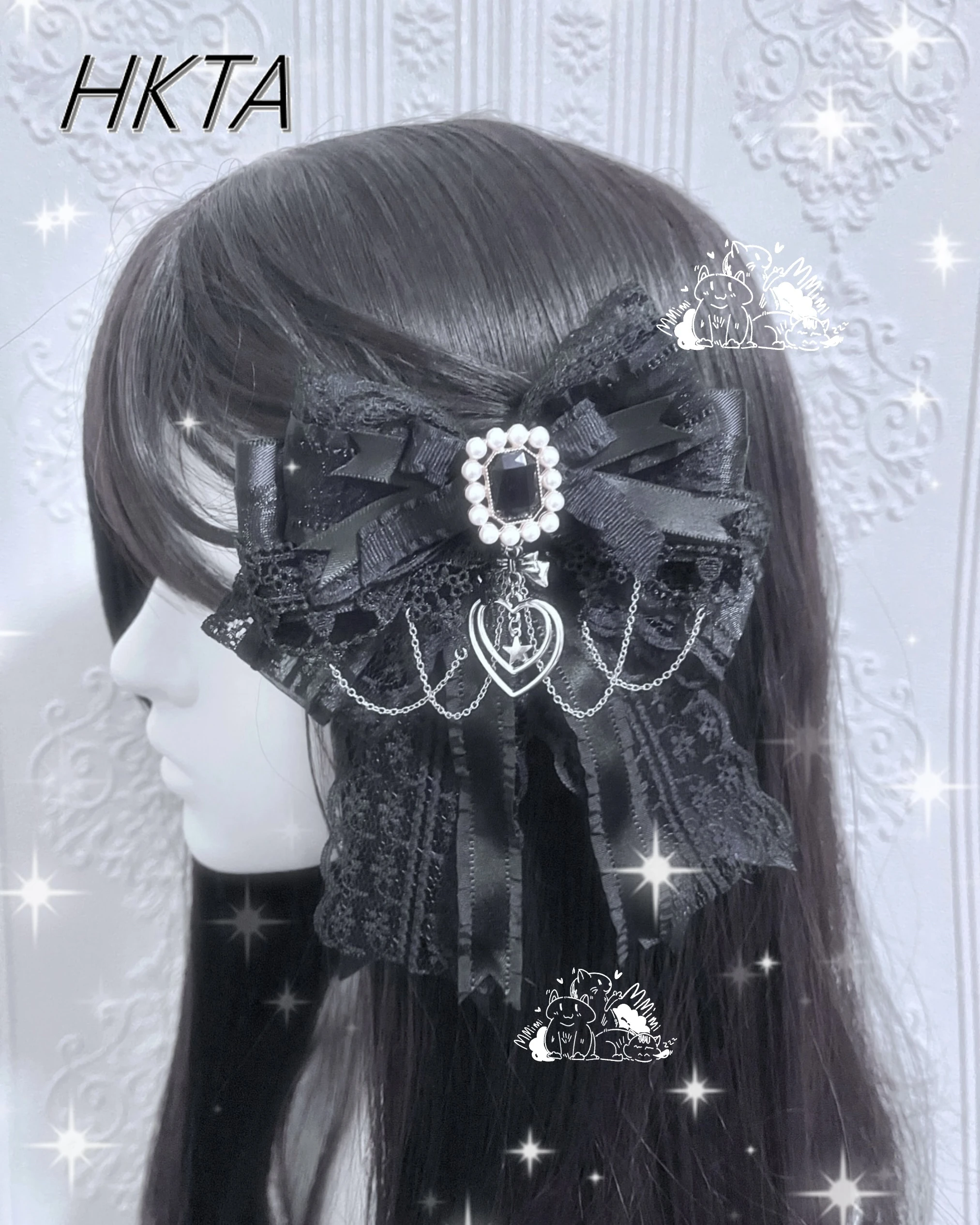 

Шахта Темная Готика Кружевная Цепочка Бант Заколки Для Волос Аксессуары Для Волос Женщины Лето Лолита Тяжелая Промышленность Вышивка Черные Заколки Для Волос Девушки