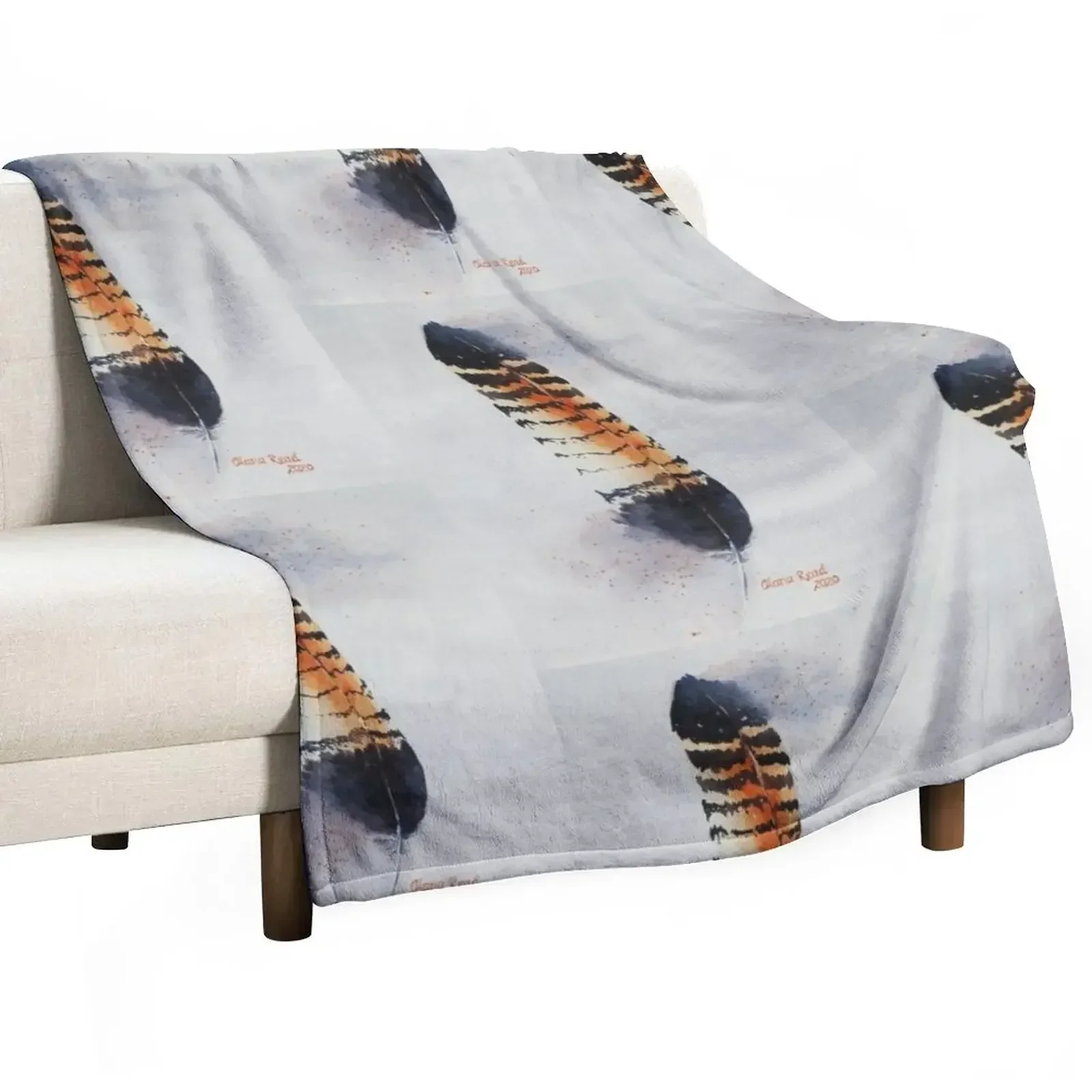 

New Black Cockatoo Feather Throw Blanket Soft Plaid Fashion Sofas Blankets