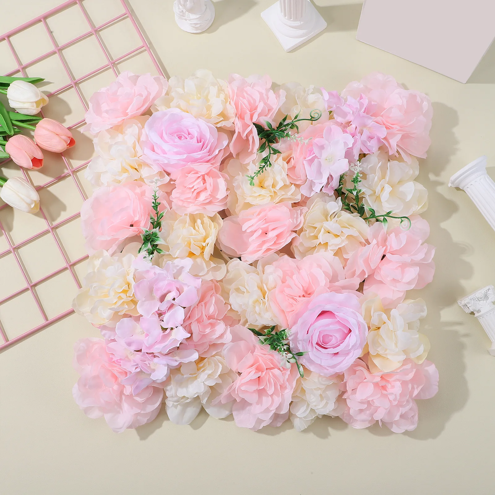 

6Pcs Flower Wall Panel Decor Simulation Floral Arrangement for Wedding Backdrop Reusable Elegant Event Decor