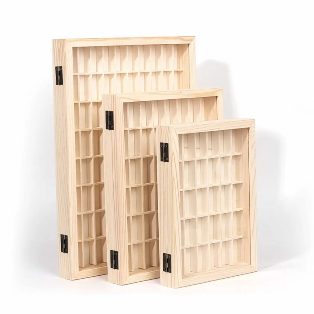 

Durable Wooden Storage Box with Lid Dustproof Display Case Multi Purpose High-capacity Organizer Box for 135 Film Cassette