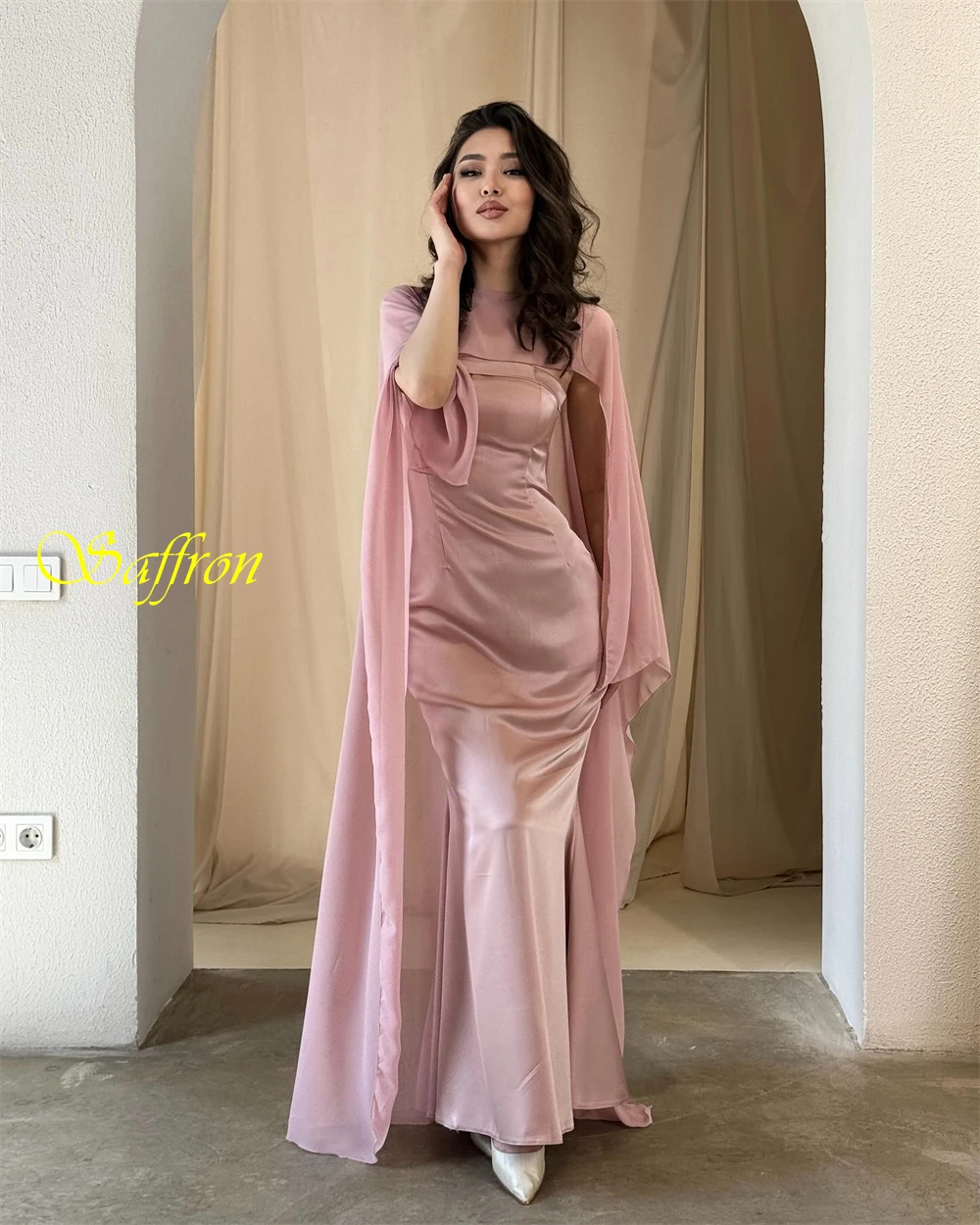 Customized O-Neck Shawl Satin Mermaid Evening Dress Classic Party Dresses Temperament  High Quality Special Occasion Gowns