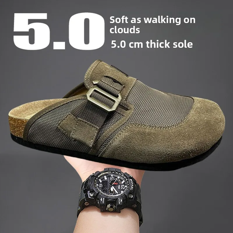Men's  Shoes Summer Office Breathable Casual High Grade Anti-slip Wear-resistant Slippers round Toe Outdoor Leisure
