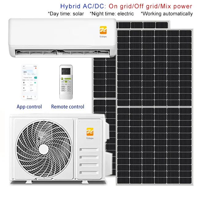 

Cooling and Heating 9000-18000btu R32 Applicable Area 12-18m2 ACDC Hybrid Wall Split Solar Air Conditioner for Home Hotel