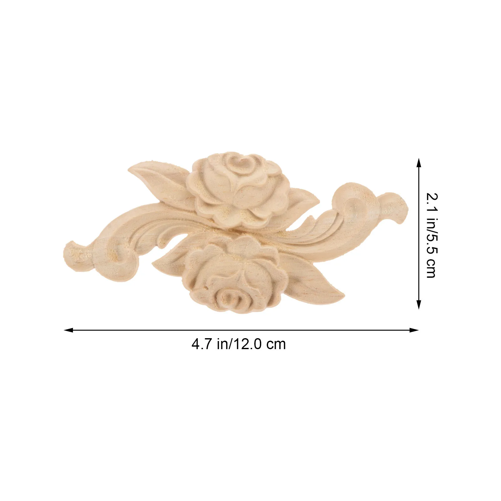 4Pcs Ukiran Kayu Motif Mawar Tanpa Cat Dekorasi Furnitur Pintu Lemari Hiasan Dinding Ukiran Onlay Applique