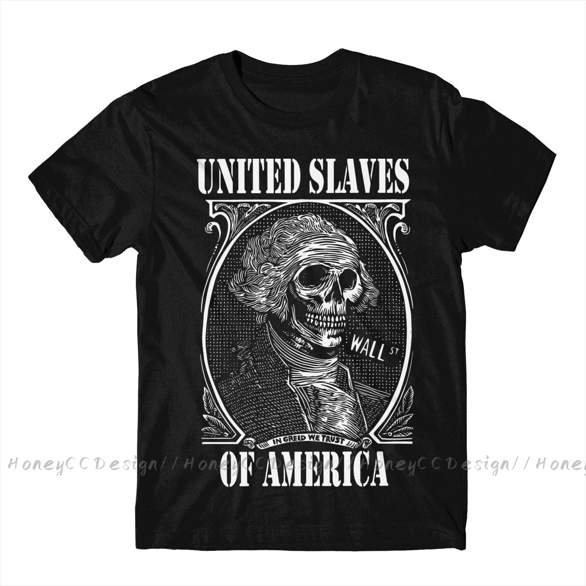 High Quality Men Freemasonry Black T-Shirt United Slaves Of America - In Greed We Trust Pure Cotton Shirt Tees Harajuku TShirt