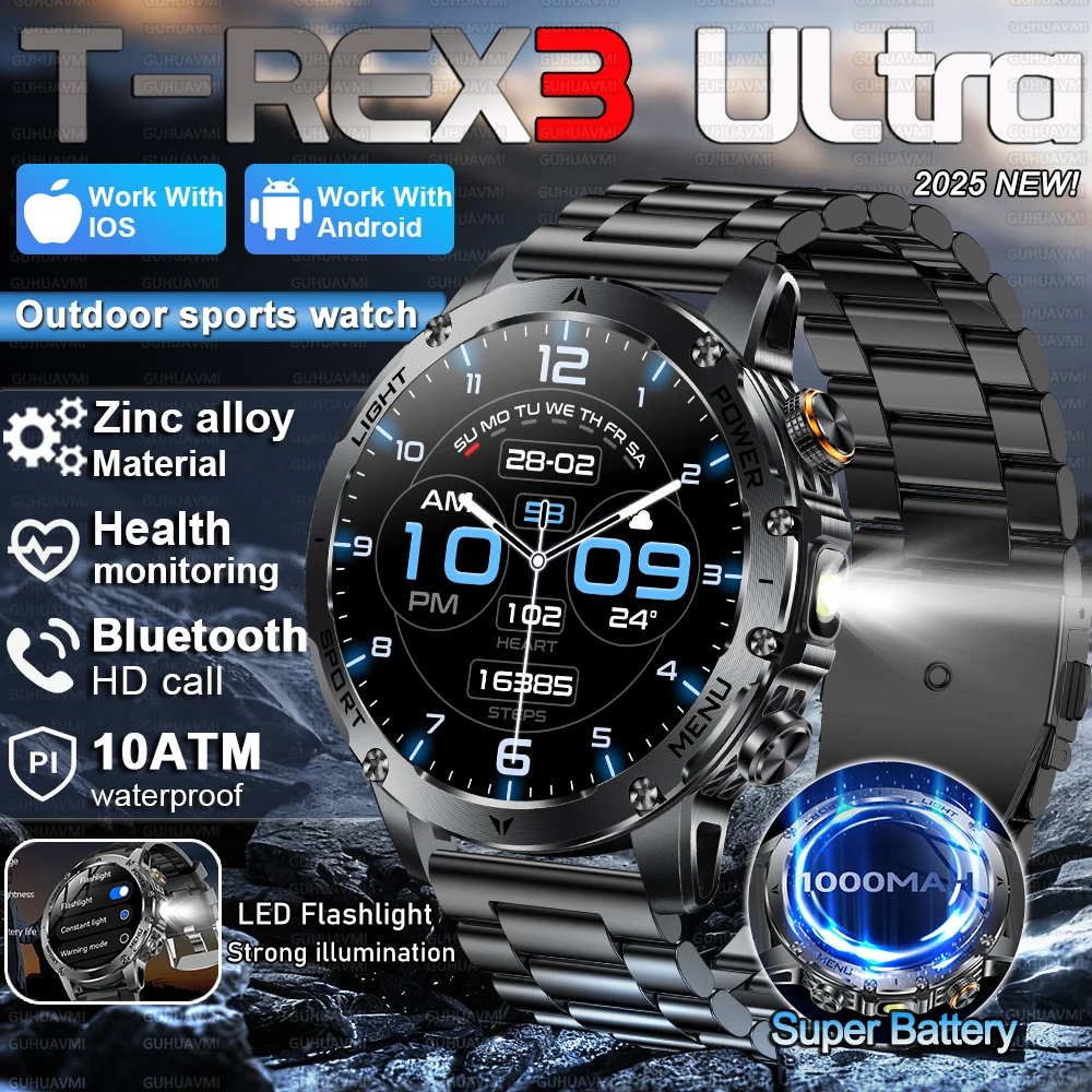

New Military T-REX3 Ultra Smart Watch 1000Mah Battery Voice BT Call 10ATM Waterproof Tactics Sport Track Fitness Smart watch Men