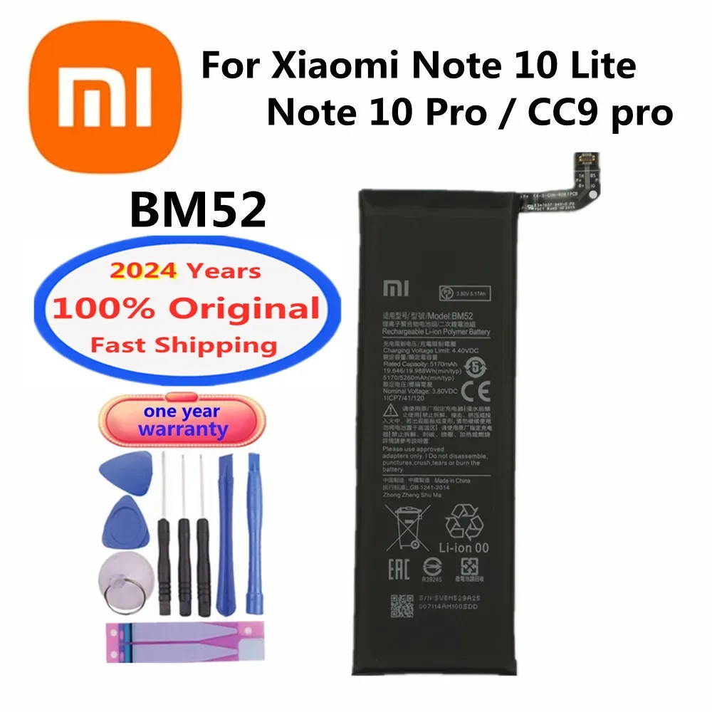 

2024 Years 100% Original Battery For Xiaomi Mi Note 10pro 10 Pro / Note 10 Lite 10lite / CC9pro CC9 Pro BM52 Phone Battery