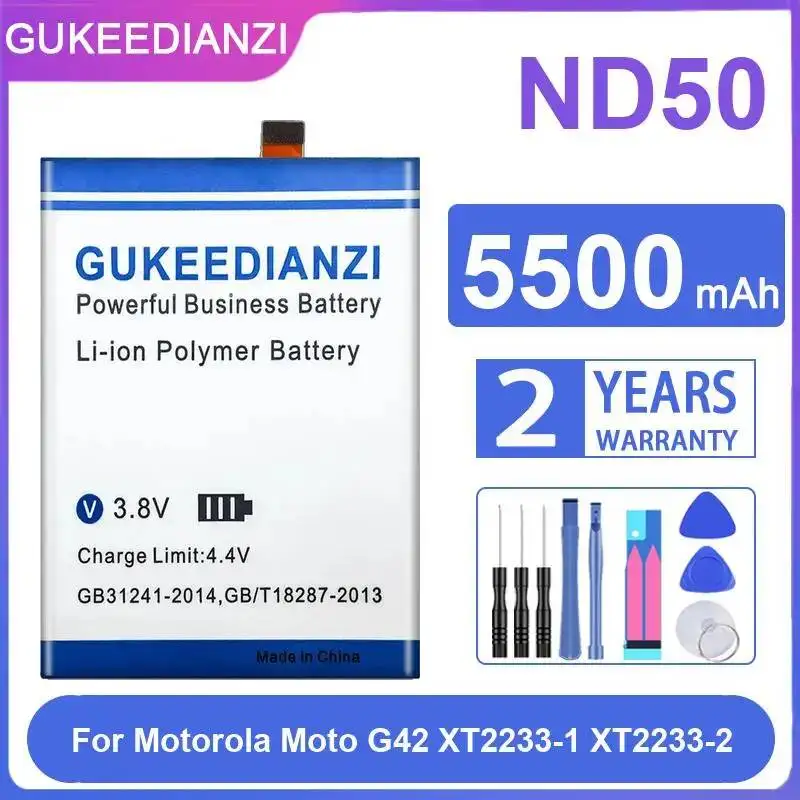 Batería de teléfono móvil de alta capacidad, 5500mAh, rendimiento duradero, para Motorola Moto G42 XT2233-1 XT2233-2 ND50