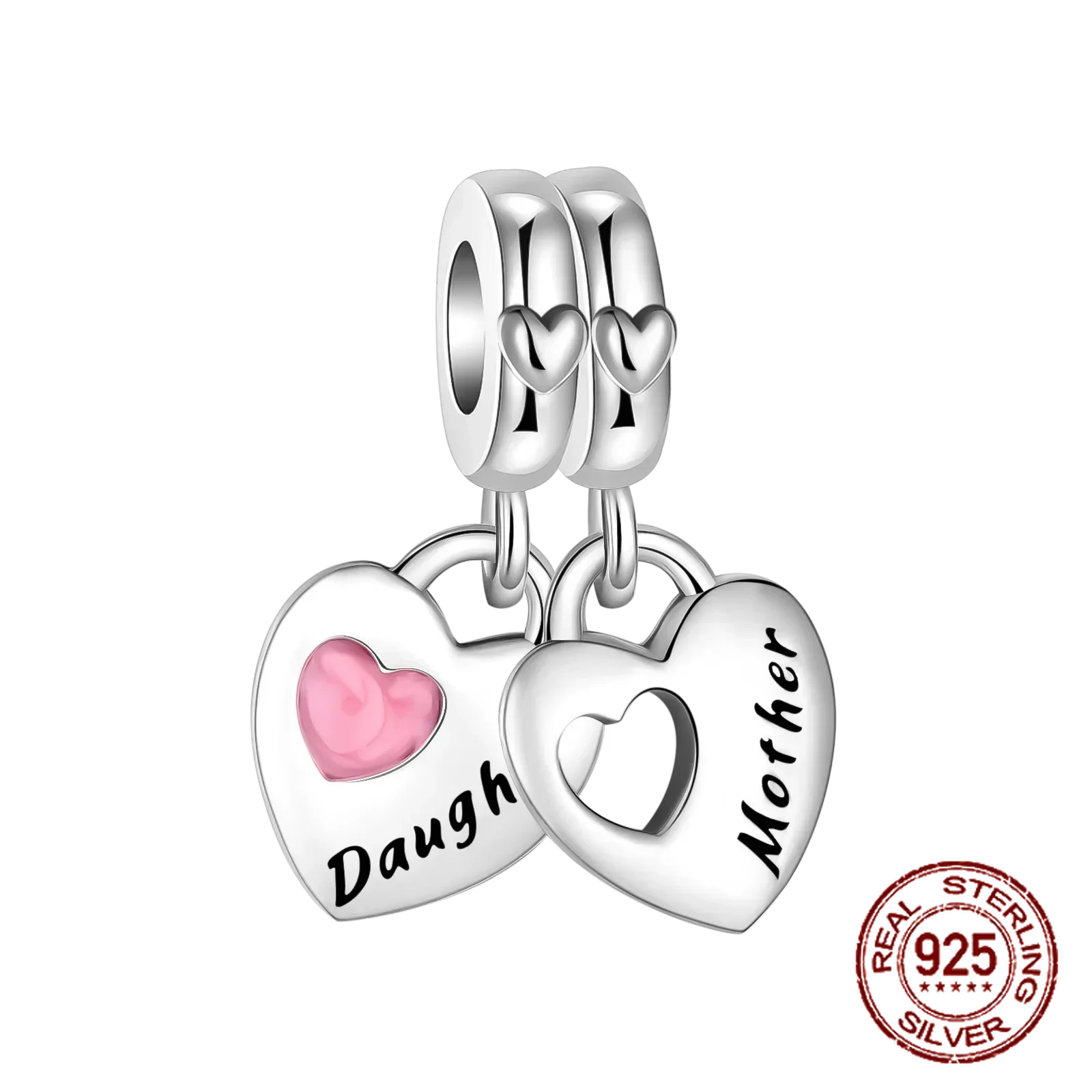 925 Sterling Silver Heart Shaped Warm Family MOM Charm Beads Fit Pandora Original Bracelets Fine DIY Mother\'s Day Jewelry Gifts