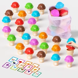 Children Color Ice Cream Sorting Montessori Toys Letter Number Learning Stacking Matching Sensory Play Counting Educational Game