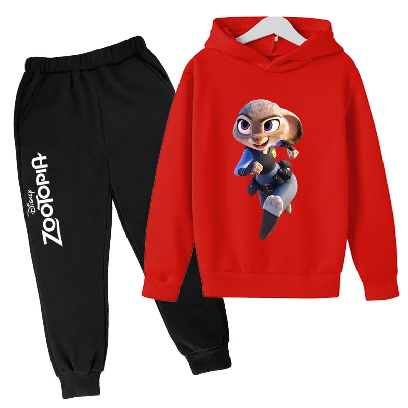 

Kids Spring and Autumn Hoodie Boys and Girls Hoodie Set Crazy Zoo Judy 3-12 Years Old Leisure Sports Two Piece Set Top+Pants