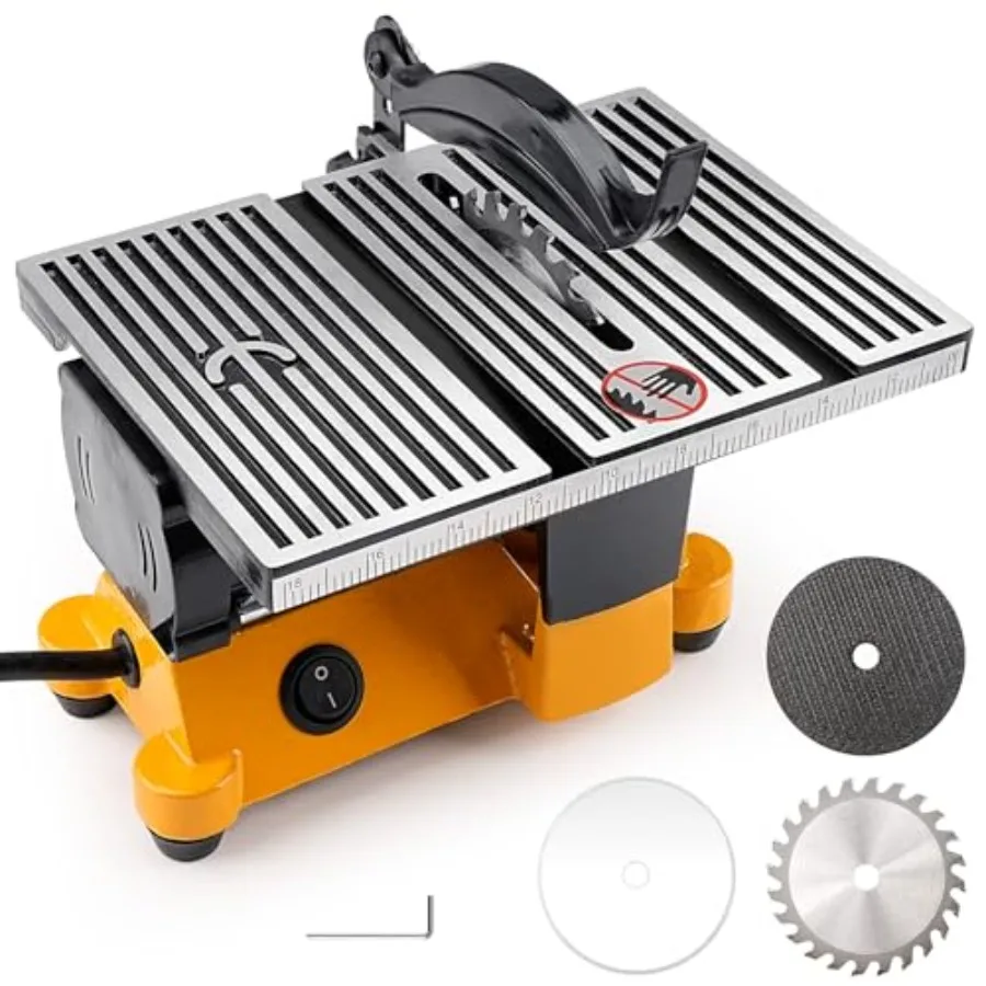 

Mini Table Saw with 3 Blades 90W Small Multi-Functional Electric Desktop Miter Saws for DIY Crafts Cutting Metal/Wood/Ceramic T