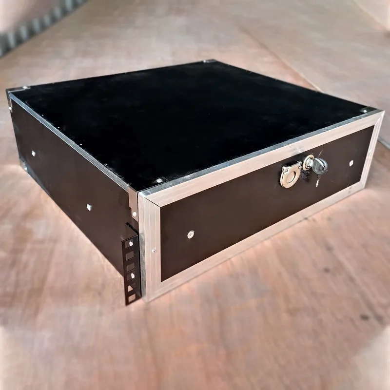 2U Lockable 19-inch Rack Drawer Audio Equipment Cabinet Storage Shelf