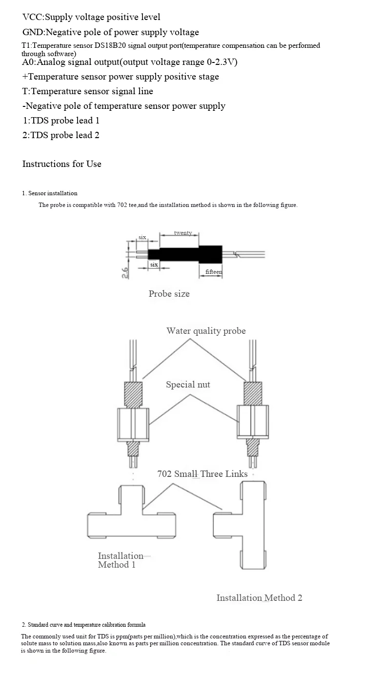 TDS-Sensormodul, analoges Signal, gelöste Feststoffe, Wasserqualitätsprüfung, geeignet für 51/STM32. – Detail 5