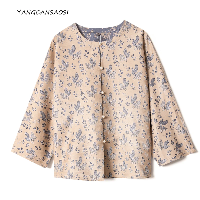 

2025 женская модная осенняя новая одежда 26,2% натурального шелка шелковицы 73,8% овечьей шерсти с круглым вырезом и длинными рукавами, пальто в китайском стиле