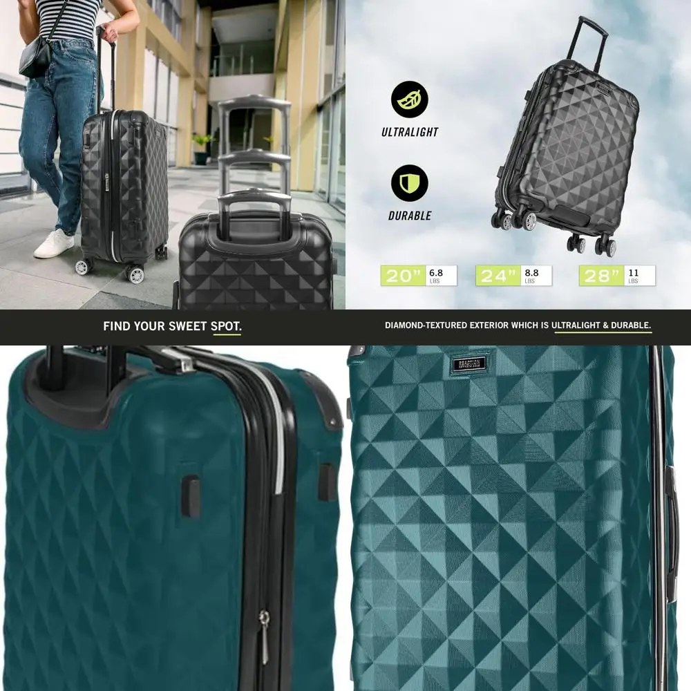 ケネス・コール リアクション ダイヤモンド タワー 8輪スピナー、ディープティール、28インチ拡張可能ラゲッジ