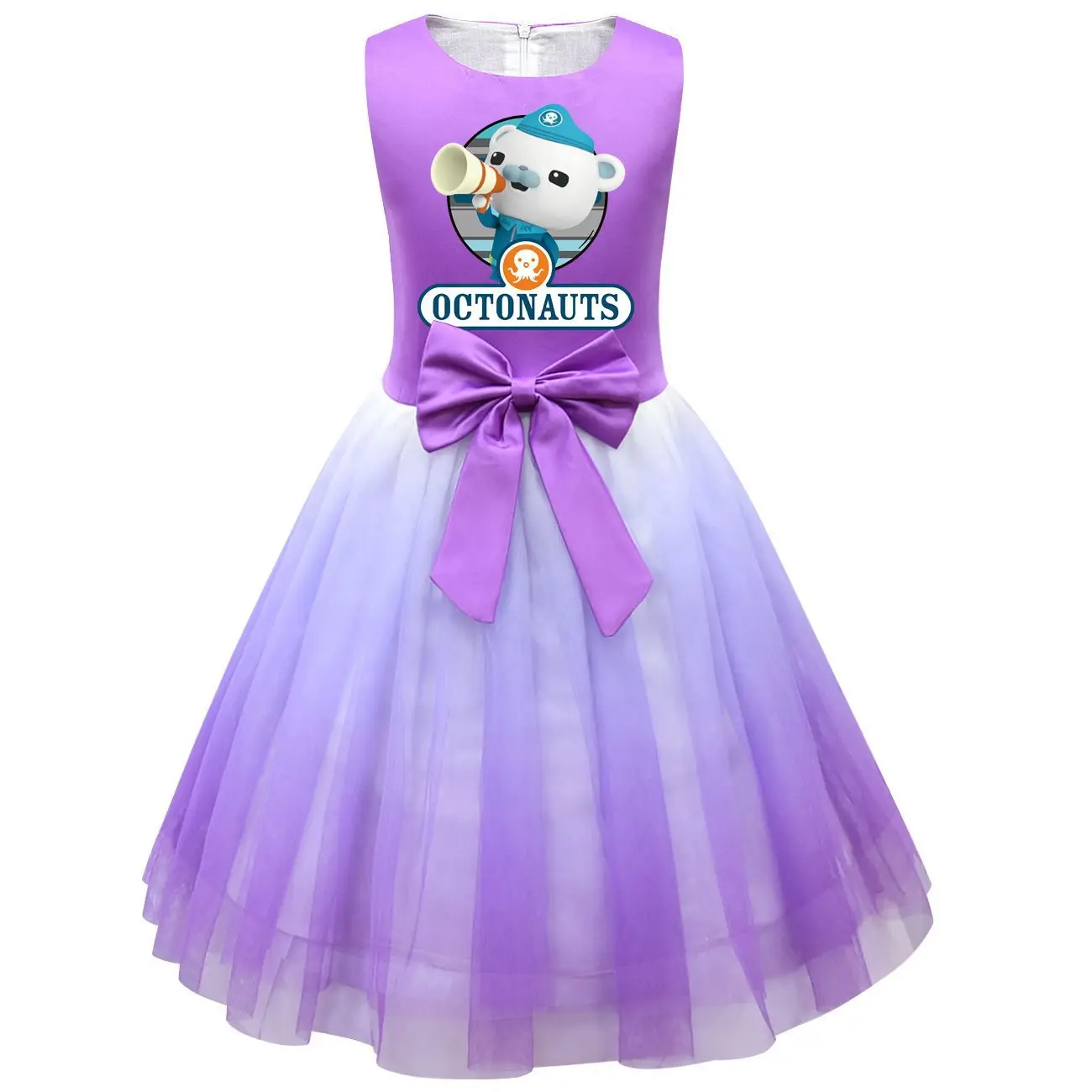 Vestido de princesa Octonauts para meninas, vestido sem mangas para crianças, roupas de bebê para crianças, festa de aniversário, verão