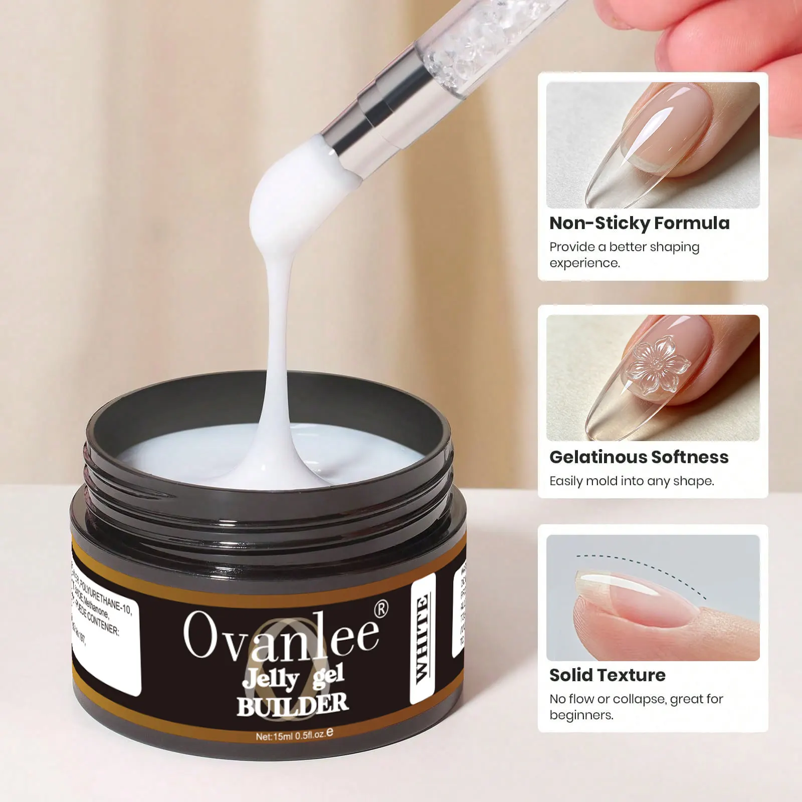 5 In 1 3D Solid Builder Nail Gel, Beginner Friendly DIY Salon Manicure, UV LED Lamp Cured Required For Women gallery 1