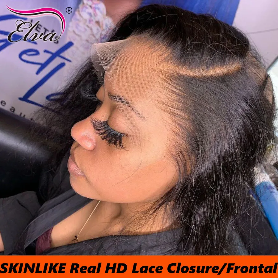 

Elva Hair Ultra Thin HD Lace Melt All Skins 13x6 HD Lace Frontal Straight Pre Plucked 2x6/5x5/7x5/9x6 Skinlike HD Lace Closures