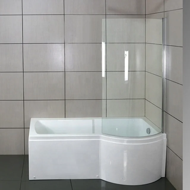 White And Clear Tempered Glass Acrylic Freestanding Adult Bathtub Shower Screen