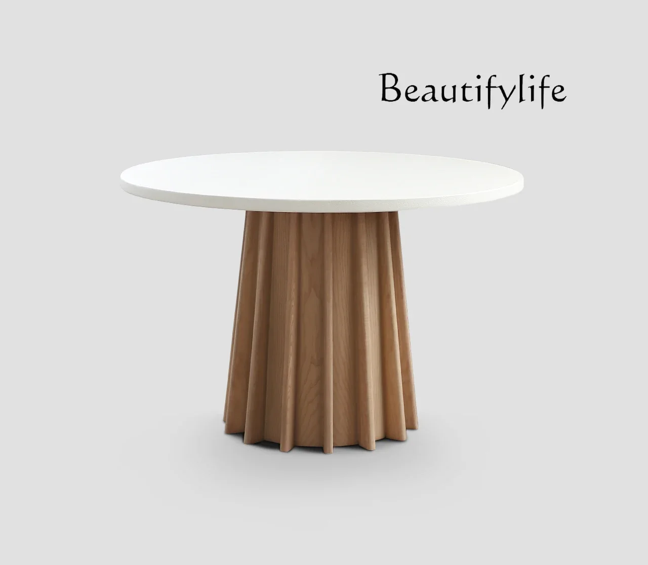 

Light luxury small apartment wabi-sabi wind solid wood round dining table Japanese living room high-end simplicity