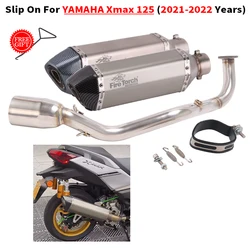 Slip On Motorcycle Exhaust Escape System Moto Muffler Front  Link Pipe With H2O Sensor For YAMAHA Xmax 125 X MAX125 2021 - 2022