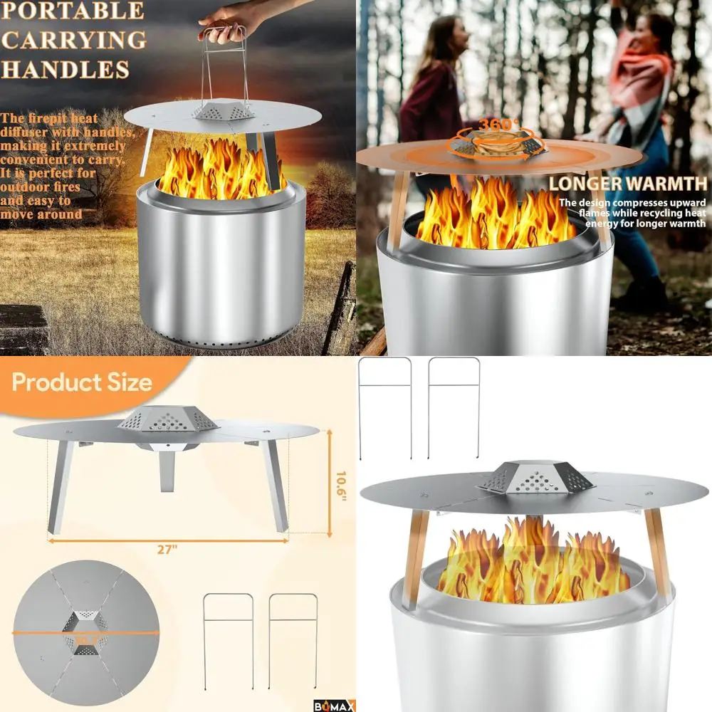 

Portable Heat Diffuser with Carrying Handles for 27 Yukon Solo Stove, Stainless Steel Heat Deflector Accessory