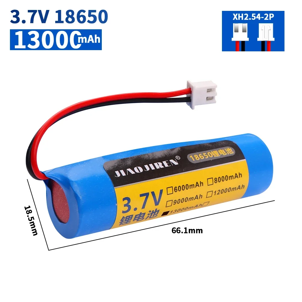 3.7v 18650 13000mah bateria Xh2.54-2p plug li-lon bateria de lítio recarregável com carregador relógio bateria de áudio bluetooth