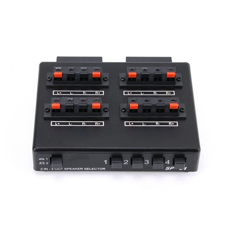 SP-24 Mini 2-In-4-OUT Stereo Audio Selector Amplifier Switcher Kotak Speaker Splitter-POS