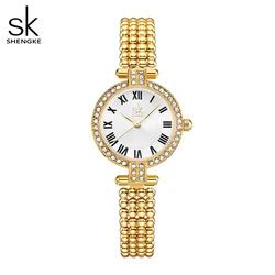 Shengke Gold Watches for Womens Waterproof Slim Thin Small Wrist Analog Diamond Ladies Quartz Wrist Watches Elegant Girls Clock