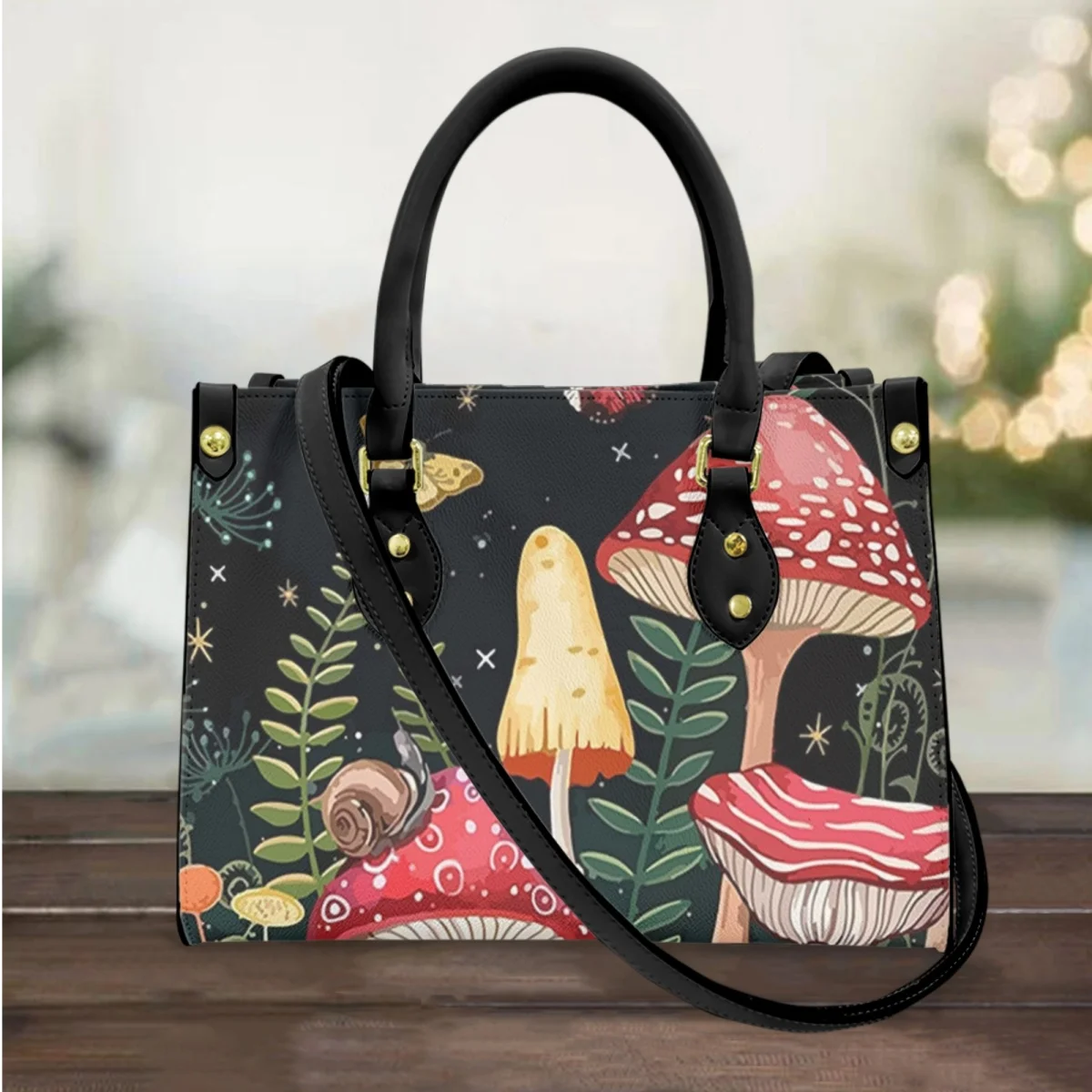 

FORUDESIGNS Fashionable Ladies Hand Bag Mushroom Fantasy Plant Women's Handbags Unique Female Shoulder Bags Popular Trendy