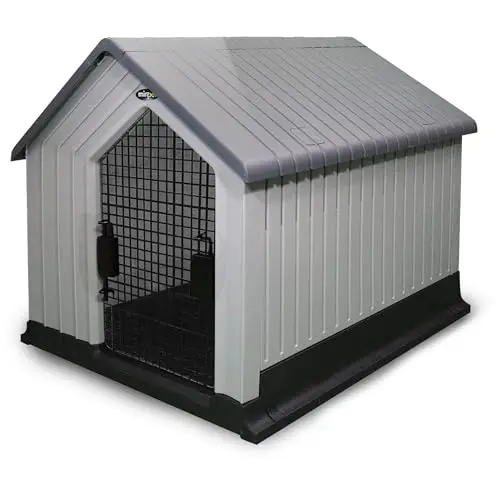 Dog House, Indoor or Outdoor Durable Plastic Waterproof Animal Shelter, Large - Comfortable Pet House for All Seasons
