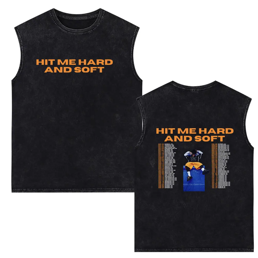 Hit Me Hard and Soft 2024 Tour Concert Vintage Washed Tank Tops Men\'s Women Fashion Sleeveless Vest 100% Cotton Loose T-shirts