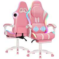 Ergonomic Gaming Chair  Bluetooth Speaker  LED Lights  Massage  Adjustable Armrests.