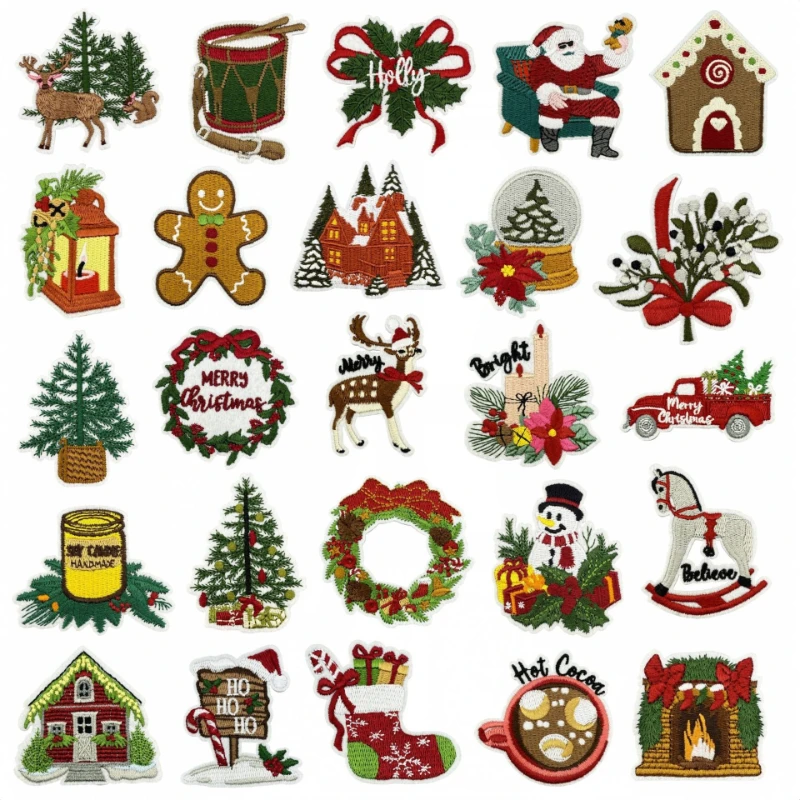 Embroidery Xmas - Parche Bordado Termoadhesivo Vintage de Navidad