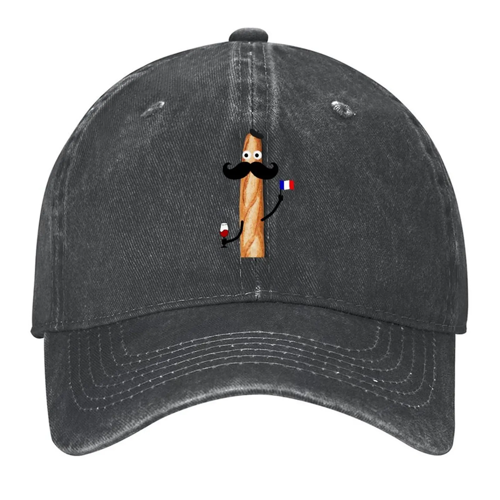 

Cute French Baguette , Man Holding French Flag Red Wine Baseball Cap Golf Hat Beach Bag tea Hat Hood Women's Beach Visor Men's