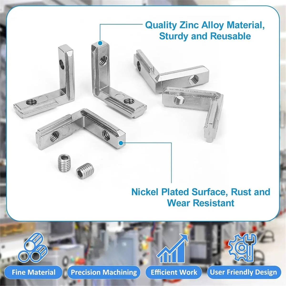 REST 20pcs T-Nut Inner Angle, 2020 M5 Aluminium Profile Connector Groove 6 T Slot 90° Inner Corner Connector with 40 Screws