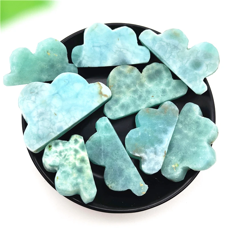 1pc Cute Natural China Larimar Crystal Clouds Shaped Crystal Stone Hand Carved Stones Healing Decor Natural Stones and Minerals