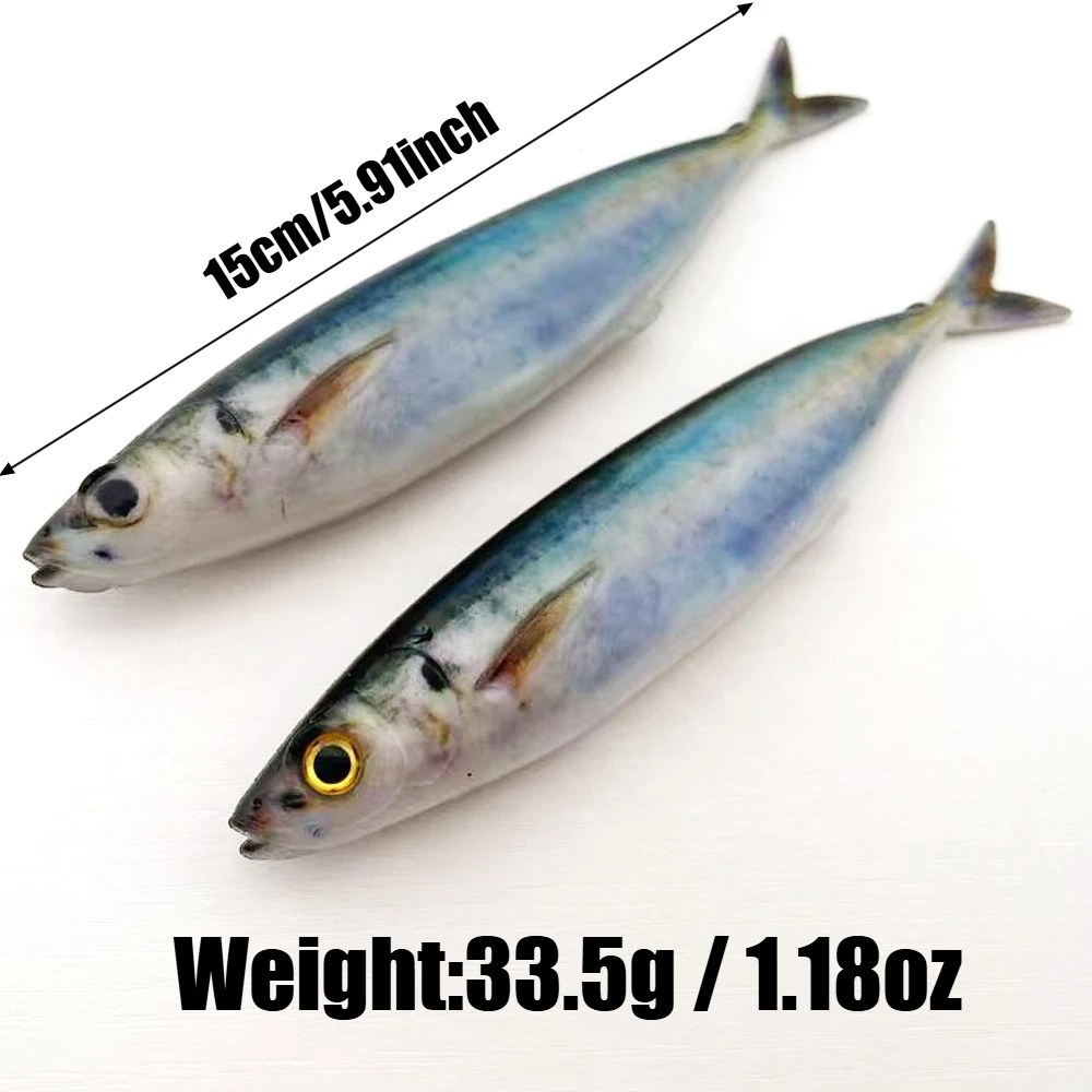 3 Stück 5,71 Zoll 33,5g Trolling-Hardbaits, Realistische Sardinen-Angelköder für Thunfisch & Makrele, Salzwasser-Tiefsee-Bootsangeln – Detail 4
