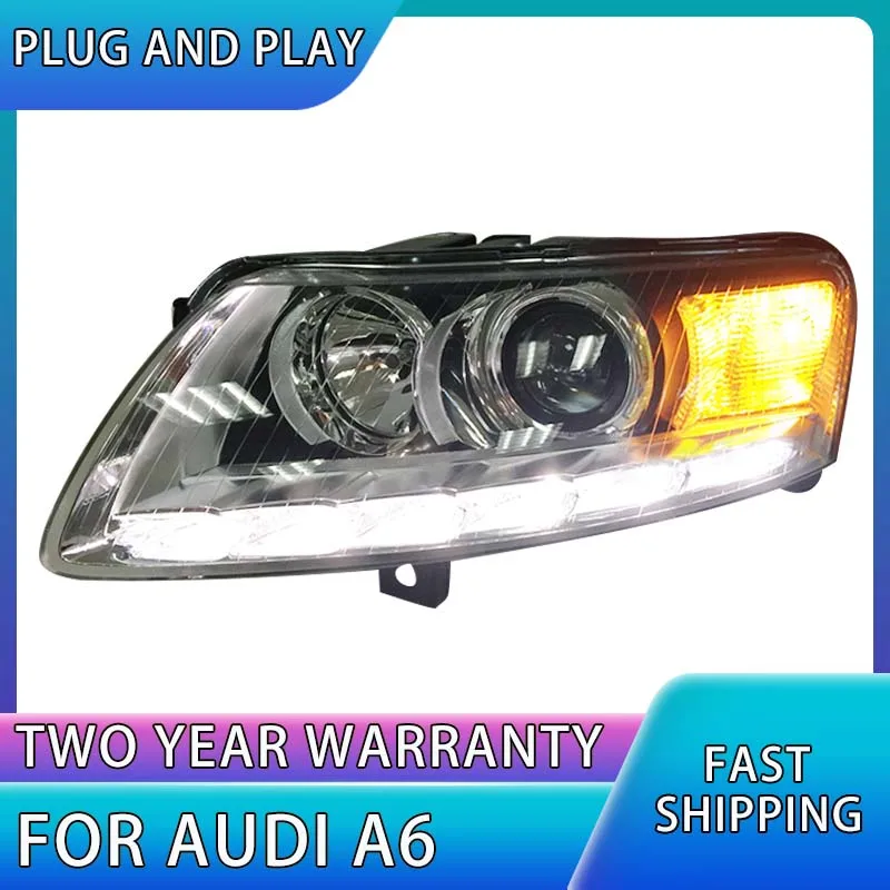 For Audi A6 Headlights 2005-2011 A6 C5 C6 LED Headlight LED Headlight DRL Hid Head Lamp Angel Eye Bi Xenon Car Styling