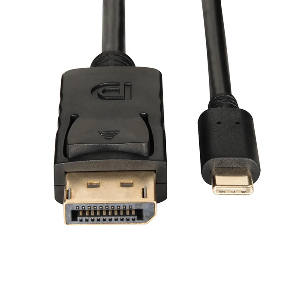 1Pc Portable USB-C to DisplayPort Cable 6FT/1.8M Black Solid High Quality 4K 60Hz Type-C Convert Standard DP For PC/TV