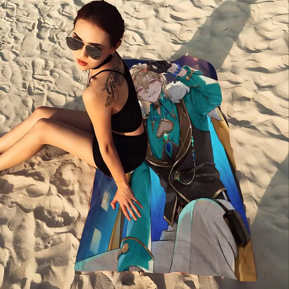 Game Honkai Star Rail aventurine Bath Towel Microfiber Soft Water Absorbing Breathable For Girl Decorative Cartoon Beach Towel
