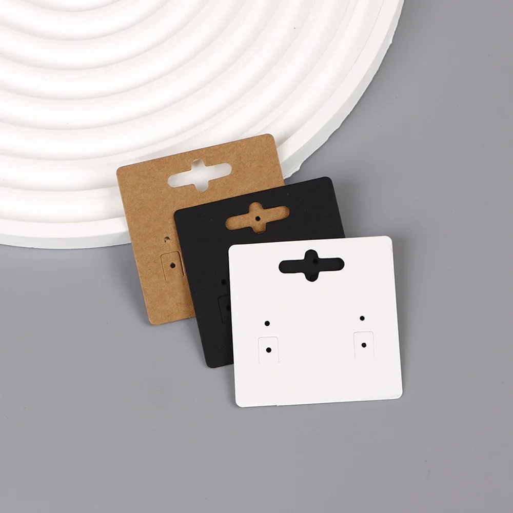 50 Pcs 5x5cm New Pattern Hangable Earrings Jewelry Display Paper Card With Or Without Bags Wholesale Packaging Business Supplier