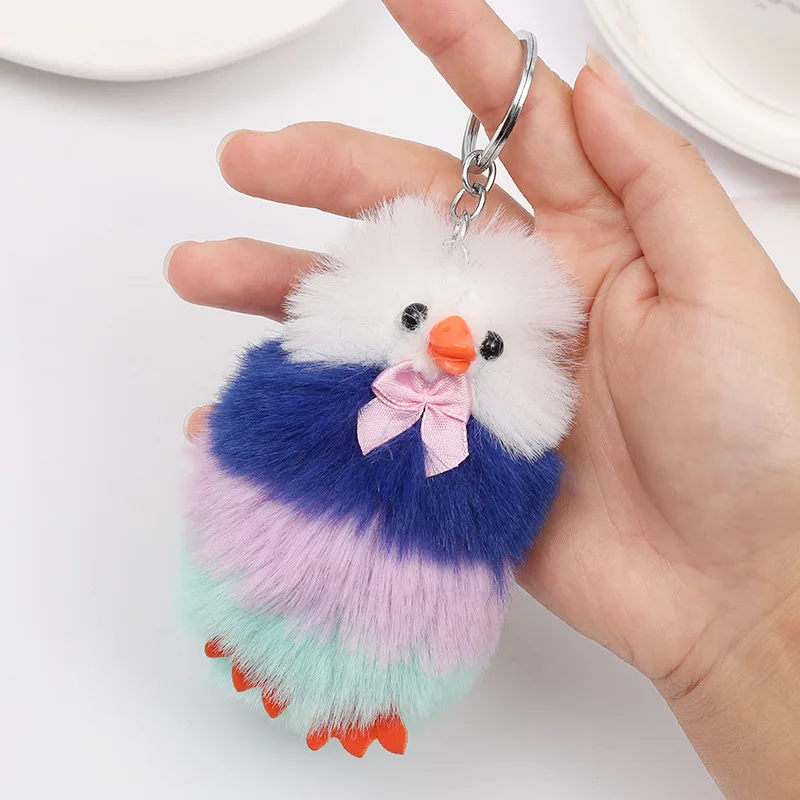 80pcs/lot wholesale plush animal doll toy chicken skin grass female duck phone stuffed keychain